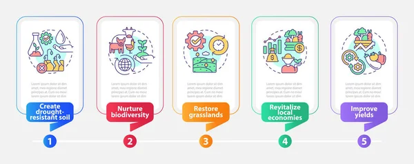 Áttérés Regeneratív Kultúra Téglalap Infografikus Sablon Adatvizualizáció Lépésben Folyamat Idővonal — Stock Vector