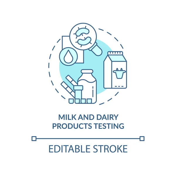 Γάλα Και Γαλακτοκομικά Προϊόντα Δοκιμή Τιρκουάζ Εικονίδιο Έννοια Εργαστηριακή Ανάλυση — Διανυσματικό Αρχείο