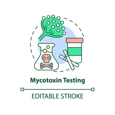 Mikotoksin test konsepti ikonu. Besleyici testler soyut fikir ince çizgi çizimi. Küf kirliliği tespit ediliyor. İzole bir taslak çizim. Düzenlenebilir felç. Arial, Myriad Pro-Kalın yazı tipleri