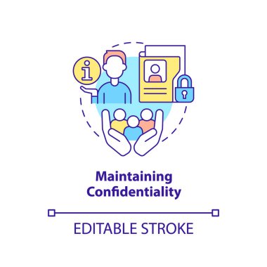 Gizlilik konsepti simgesi korunuyor. Hassas bilgi koruması. HR becerileri soyut fikir ince çizgi çizimi. İzole bir taslak çizim. Düzenlenebilir felç. Arial, Myriad Pro-Kalın yazı tipleri