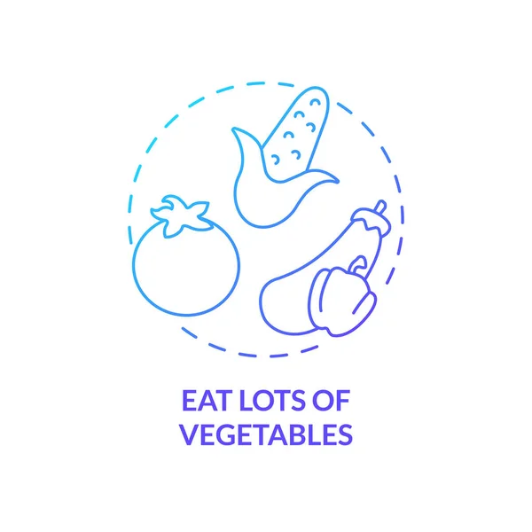 野菜の多くを食べる青いグラデーションの概念のアイコン 健康な骨抽象的なアイデア細い線図を構築します 適切な食事 栄養価の高い食品 独立した外形図面 無数のPro Boldフォントが使われます — ストックベクタ
