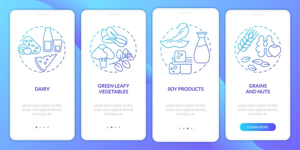 Nutrientes Clave Para Salud Ósea Pantalla Aplicación Móvil Incorporada Gradiente — Vector de stock