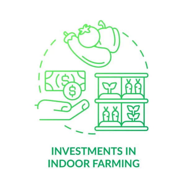 Investimenti Indoor Farming Green Gradient Concept Icon Piantare Tecnologia Tendenze — Vettoriale Stock