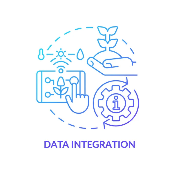 Datenintegration Blaues Gradienten Konzept Symbol Digitale Steuerung Der Landwirtschaft Innovation — Stockvektor