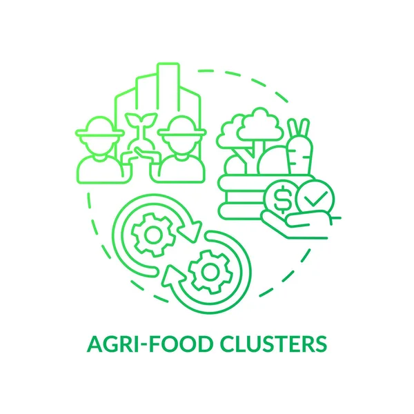 Cluster Agroalimentari Icona Del Concetto Gradiente Verde Produzione Dell Industria — Vettoriale Stock