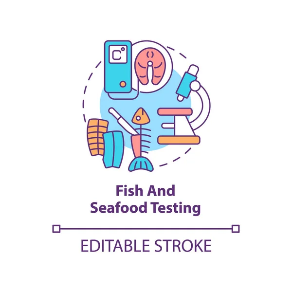 Ikona Testování Rybích Mořských Plodů Odbornost Trhu Potravinami Abstraktní Nápad — Stockový vektor