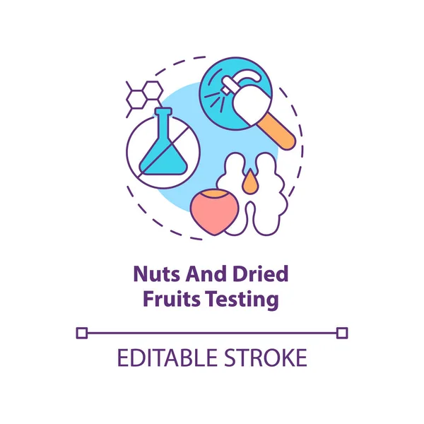 Ikona Testování Sušeného Ovoce Ořechů Odbornost Trhu Potravinami Abstraktní Nápad — Stockový vektor
