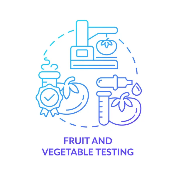 Teste Frutas Vegetais Ícone Conceito Gradiente Azul Teste Laboratório Para — Vetor de Stock
