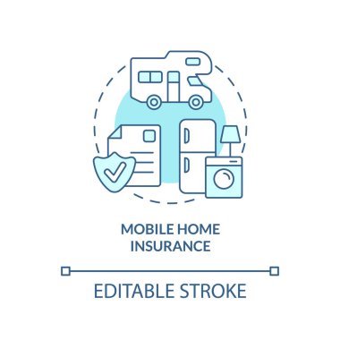 Gezici ev sigortası turkuaz konsept ikonu. Mülk finansal koruma soyut fikir ince çizgili çizim. İzole bir taslak çizim. Düzenlenebilir felç. Arial, Myriad Pro-Kalın yazı tipleri