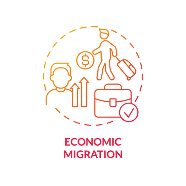 Economic Migration Red Gradient Concept Icon Moving Find Better Work — Stock Vector