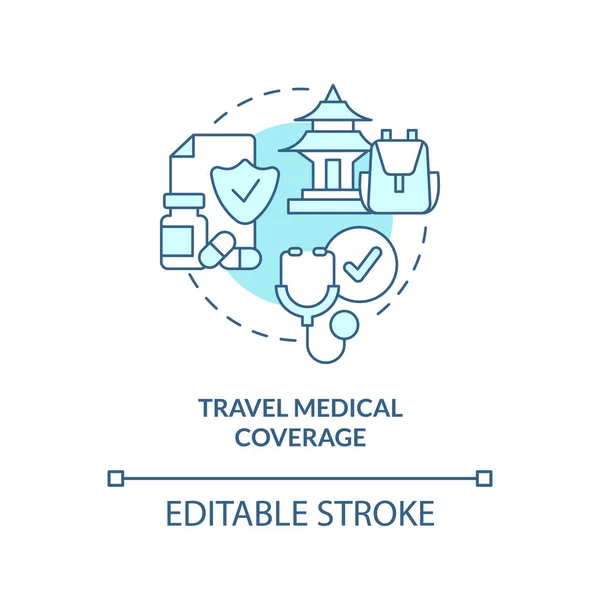 Travel Medical Coverage Turquoise Concept Icon Type Trip Insurance Abstract — Stock Vector