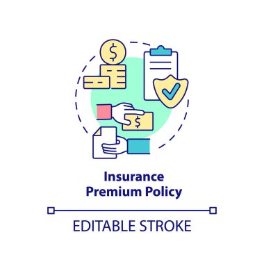 Sigorta prim politikası ikonu. Finansal kapsam bileşeni soyut fikir ince çizgi çizimi. İzole bir taslak çizim. Düzenlenebilir felç. Arial, Myriad Pro-Kalın yazı tipleri
