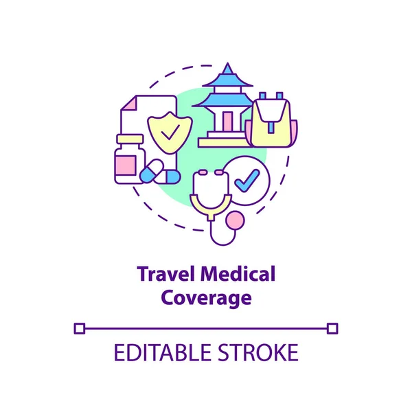 Travel Medical Coverage Concept Icon Healthcare Service Type Trip Insurance — Stock Vector