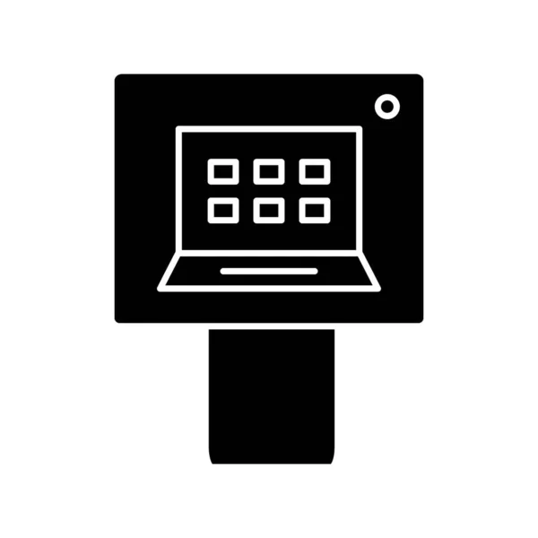 Geldautomat Schwarz Glyphen Symbol Geldautomaten Telekommunikationstechnologie Bankgeschäft Silhouette Symbol Auf — Stockvektor