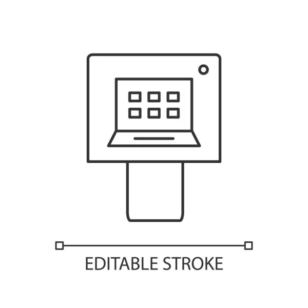 Ícone Linear Atm Máquina Caixa Automatizada Tecnologia Telecomunicações Dispositivo Operações —  Vetores de Stock