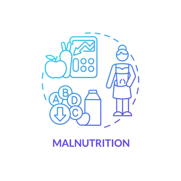 Desnutrición Icono Concepto Gradiente Azul Desnutrición Hambre Seguridad Alimentaria Definiciones — Archivo Imágenes Vectoriales