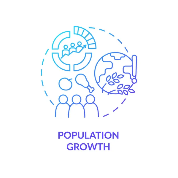 Population Growth Blue Gradient Concept Icon Overpopulation Lack Nutrition Risks — Stock Vector