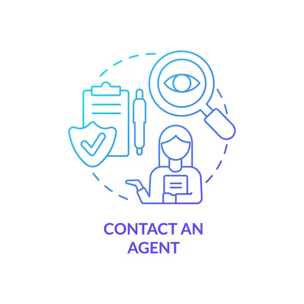 Agente Contacto Icono Concepto Gradiente Azul Cobertura Servicio Cliente Solicitar — Vector de stock