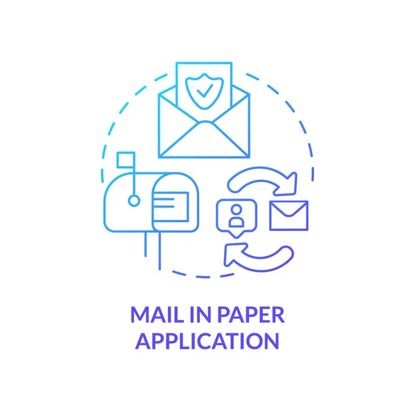 Courrier Dans Application Papier Icône Concept Dégradé Bleu Envoi Documents — Image vectorielle
