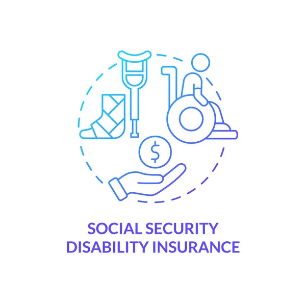 Seguro Invalidez Segurança Social Ícone Conceito Gradiente Azul Cobertura Federal —  Vetores de Stock