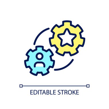 Tavsiye bonus piksel mükemmel RGB renk simgesi. Pazarlama taktiği. Ödüllü müşteriler. Arkadaş-tanıtım programı. İzole vektör çizimi. Basit bir çizgi çizimi. Düzenlenebilir felç. Kullanılan Arial yazı tipi