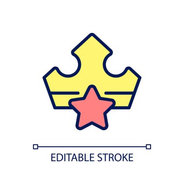 VIP bonus pikseli mükemmel RGB renk simgesi. Sadık müşterilere fayda sağlamak. Pazarlama taktiği. İzole vektör çizimi. Basit bir çizgi çizimi. Düzenlenebilir felç. Kullanılan Arial yazı tipi