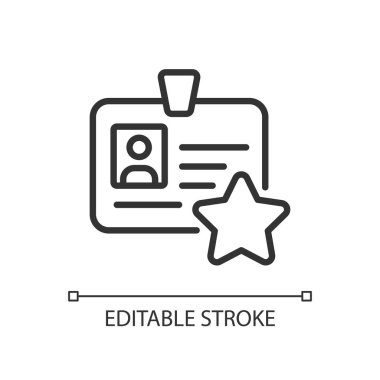 Kişisel bonus pikseli mükemmel doğrusal simge. Onur çalışanı olağanüstü bir katkı. Bireysel ödül. İnce çizgili çizim. Contour sembolü. Vektör çizimi. Düzenlenebilir felç. Kullanılan Arial yazı tipi