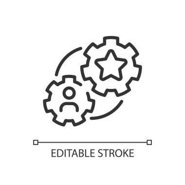 Tavsiye bonus piksel mükemmel doğrusal simge. Pazarlama taktiği. Ödüllü müşteriler. Arkadaş-tanıtım programı. İnce çizgili çizim. Contour sembolü. Vektör çizimi. Düzenlenebilir felç. Kullanılan Arial yazı tipi