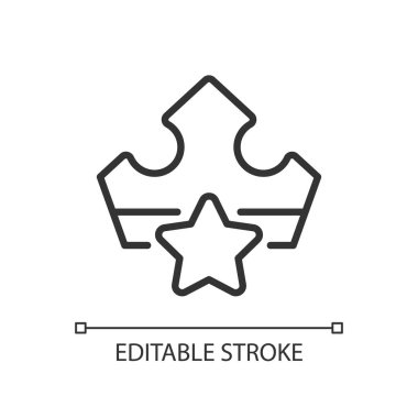 VIP bonus pikseli mükemmel doğrusal simge. Sadık müşterilere fayda sağlamak. Pazarlama taktiği. İnce çizgili çizim. Contour sembolü. Vektör çizimi. Düzenlenebilir felç. Kullanılan Arial yazı tipi