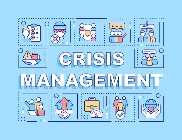 Crisis Management Word Concepts Blue Banner Solving Issues Infographics Icons — Stock Vector