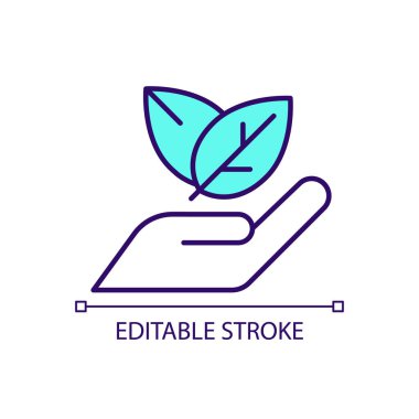 Yapraklı RGB renk simgesi. Doğa koruma programı. Ekoloji ve çevre koruma. İzole vektör çizimi. Basit bir çizgi çizimi. Düzenlenebilir felç. Kullanılan Arial yazı tipi