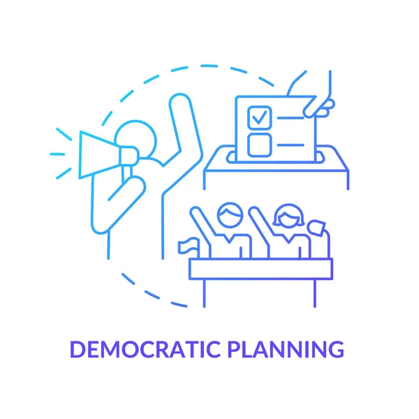 Progettazione Democratica Icona Del Concetto Gradiente Blu Schema Pianificazione Territoriale — Vettoriale Stock