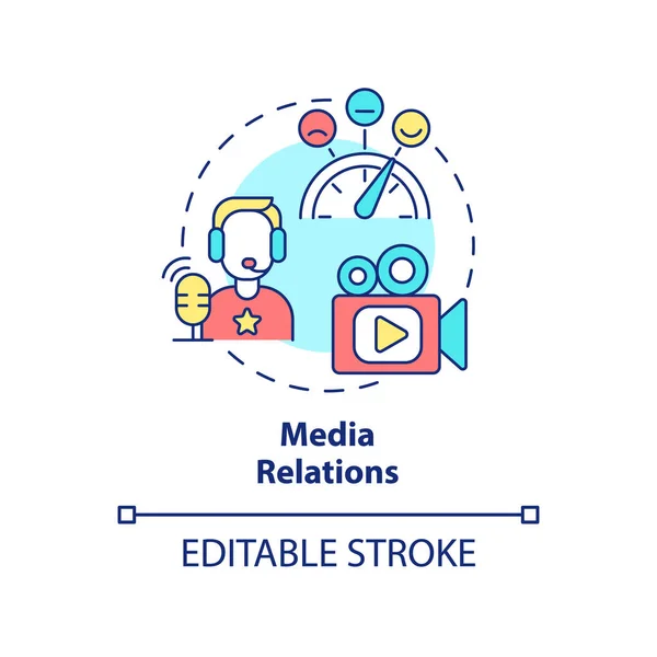 Icono Concepto Relaciones Con Medios Promover Misión Organización Servicio Relaciones — Vector de stock