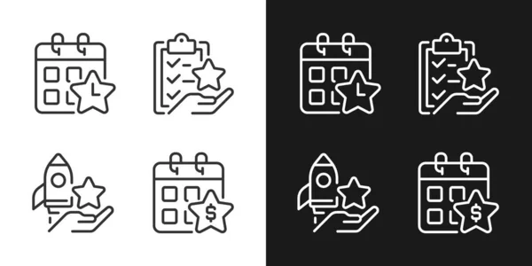 Employee Bonus Program Pixel Perfect Linear Icons Set Dark Light — Stock Vector