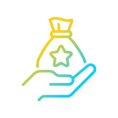 Büyük bonus gradyan doğrusal vektör simgesi. Büyük ödül. Büyük ödül. Büyük ödül. Ani zenginlik. Parasal tazminat. İnce çizgi renk sembolü. Modern tarz pictogram. Vektör izole çizimi