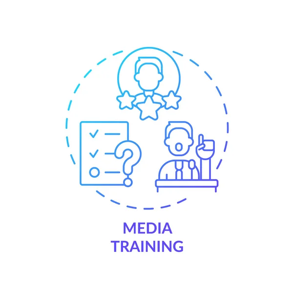 Media Training Blue Gradient Concept Icon Inglés Comunicación Con Público — Vector de stock