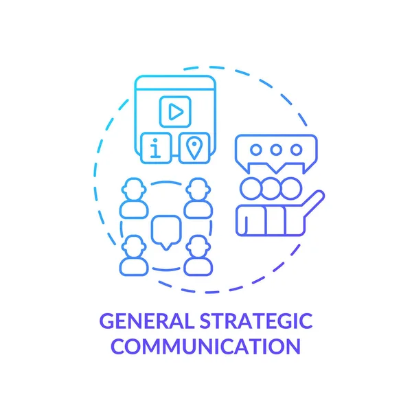 Comunicación Estratégica General Icono Concepto Gradiente Azul Varias Tácticas Tipos — Vector de stock