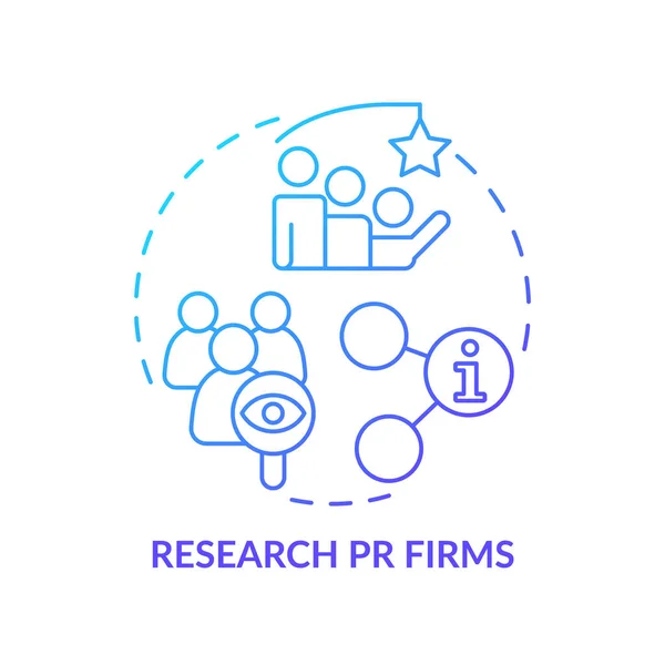 Investigación Firmas Azul Gradiente Icono Concepto Estrategia Comunicación Empresarial Agencia — Vector de stock