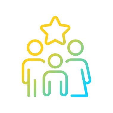 Aile bonusu gradyan doğrusal vektör simgesi. Mevcut müşterileri cesaretlendirmek. Aile üyeleri için özel bir teklif. İnce çizgi renk sembolü. Modern tarz pictogram. Vektör izole çizimi
