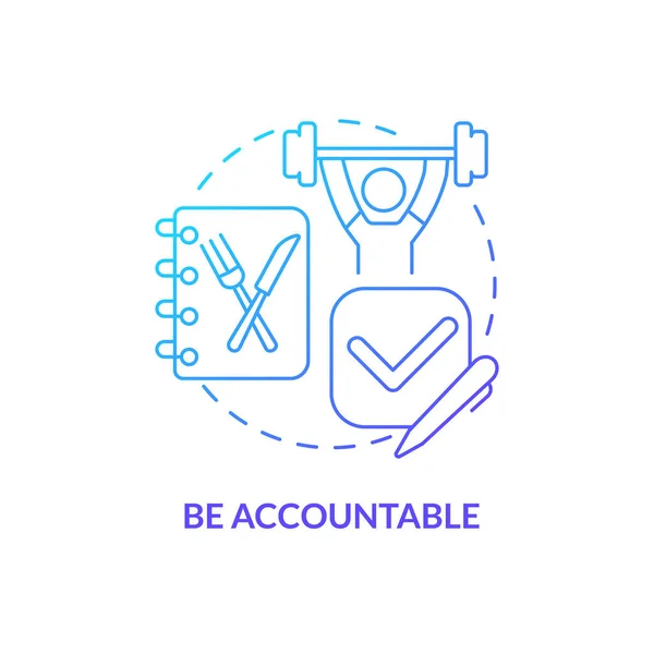 Accountable Blue Gradient Concept Icon Write What You Eat Maintaining — Stock Vector