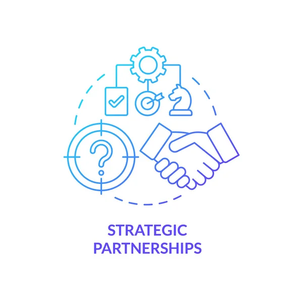 Asociaciones Estratégicas Icono Concepto Gradiente Azul Proceso Cooperación Desarrollo Negocio — Vector de stock