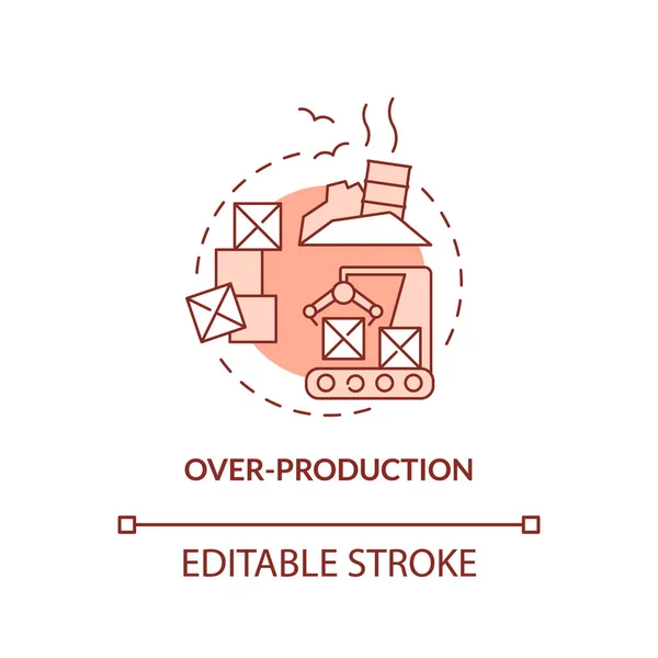 Icono Concepto Rojo Sobreproducción Producción Excesiva Bienes Tipo Idea Abstracta — Vector de stock