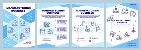 Plantilla Folleto Negocio Fabricación Producción Bienes Diseño Folleto Con Iconos — Vector de stock