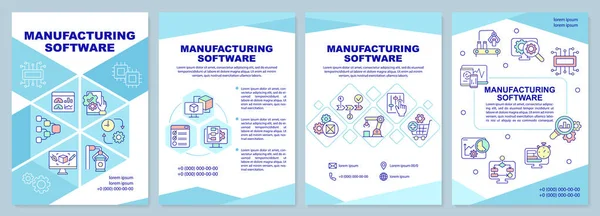 Plantilla Folleto Software Fabricación Sistema Automatizado Diseño Folleto Con Iconos — Vector de stock