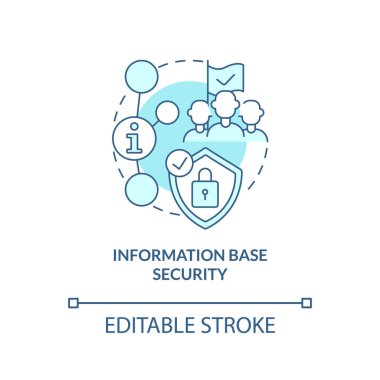 Bilgi üssü güvenliği turkuaz konsept simgesi. Ulusal güvenlik unsuru soyut fikir ince çizgi çizimi. İzole bir taslak çizim. Düzenlenebilir felç. Arial, Myriad Pro-Kalın yazı tipleri