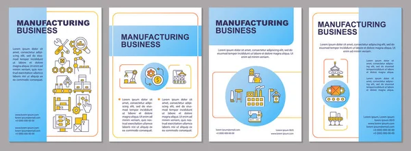 Manufacturing Business Blue Brochure Template Production Goods Leaflet Design Linear — Stock Vector