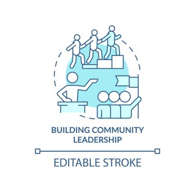 Toplum liderliği turkuvaz konsept simgesi oluşturuluyor. Katılım nedeni soyut fikir ince çizgi çizimi. İzole bir taslak çizim. Düzenlenebilir felç. Arial, Myriad Pro-Kalın yazı tipleri