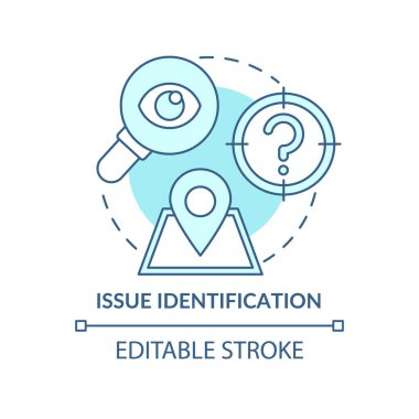 Tanımlama turkuvaz konsept simgesi yayınlayın. Önemli endişeler. Sosyal planlama aşaması soyut fikir ince çizgi çizimi. İzole bir taslak çizim. Düzenlenebilir felç. Arial, Myriad Pro-Kalın yazı tipleri