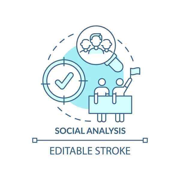 Icono Concepto Turquesa Análisis Social Investigación Cuestión Planificación Social Organiza — Vector de stock