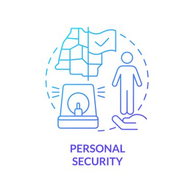 Kişisel güvenlik mavi gradyan konsept simgesi. Kanun düzenleme sistemi. Ulusal güvenlik unsuru soyut fikir ince çizgi çizimi. İzole bir taslak çizim. Kullanılan sayısız Pro-Kalın yazı tipi